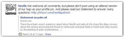 March 19, Nestlé tries to contain hostile messages